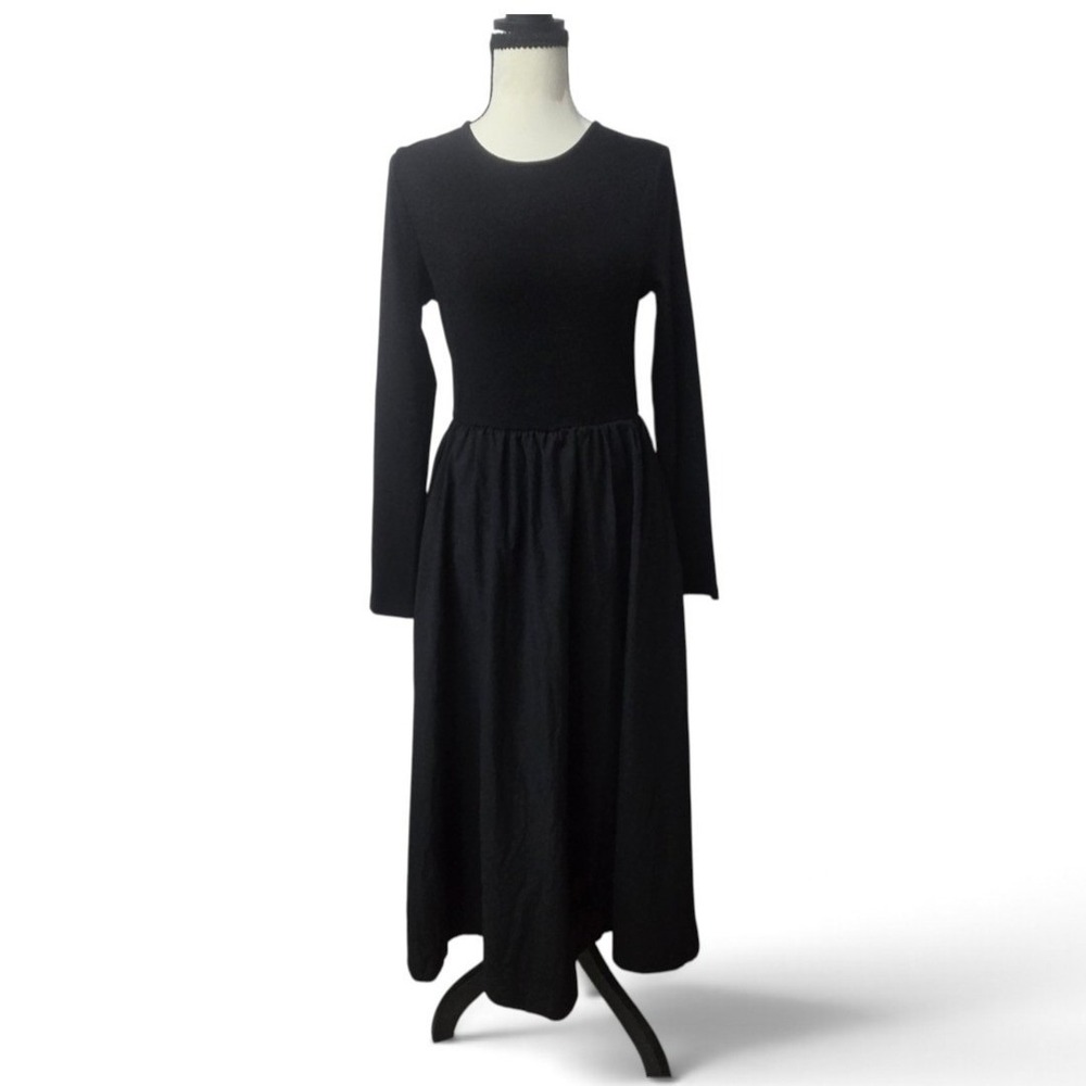 Vintage Vibe Black Long Sleeve Maxi Dress S Morticia Addams Gothic Spooky